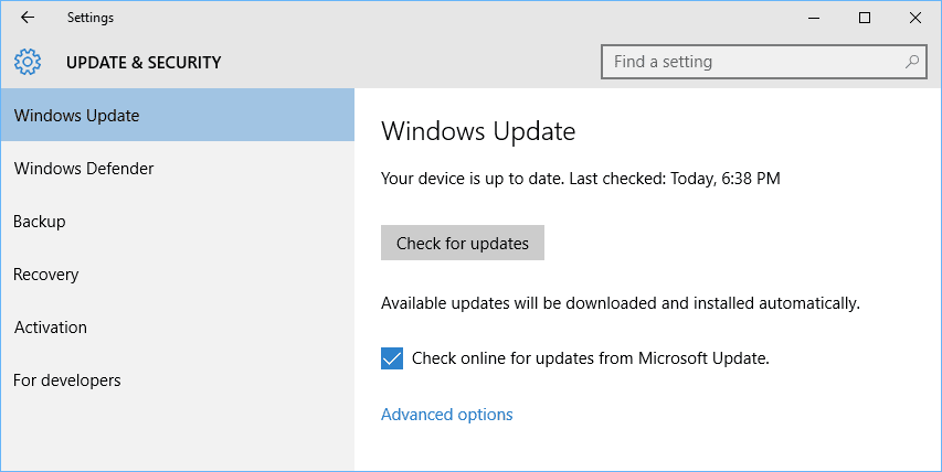 update software windows 10