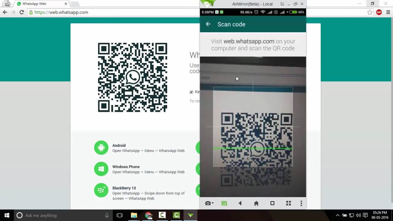 Use WhatsApp in a Web Browser