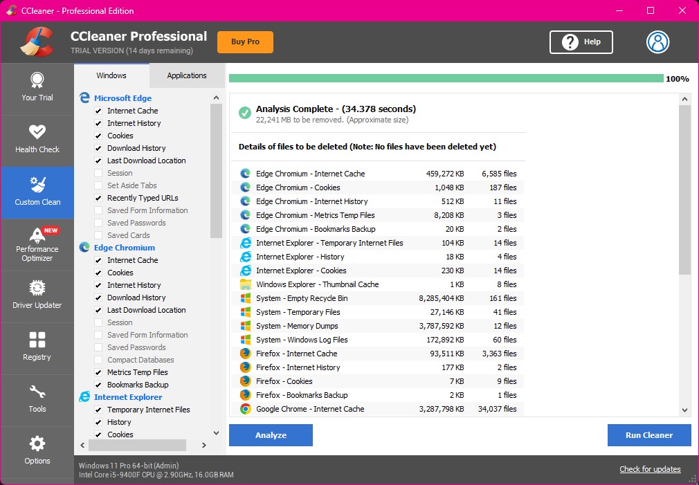 CCleaner Professional for Windows 10 and 11