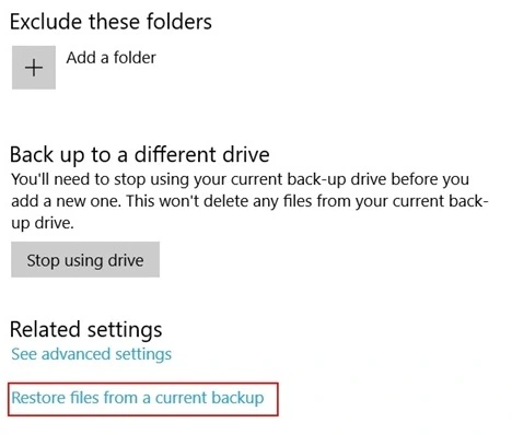 restore files from the current backup