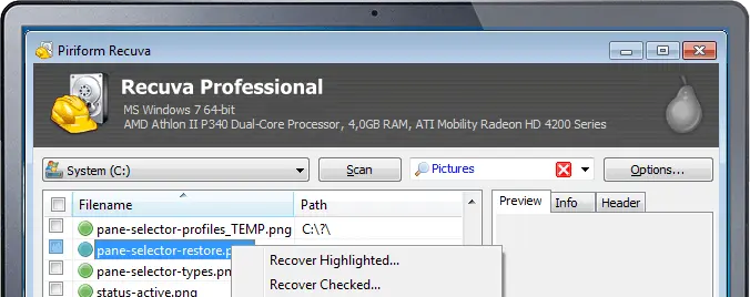 use a third party tool to recover files