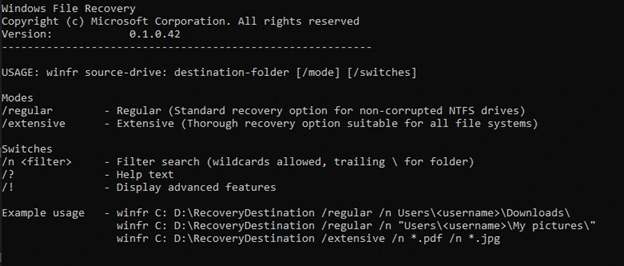 use windows file recovery tool