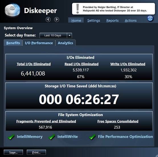 Diskeeper 18 Home for disk defragmentation