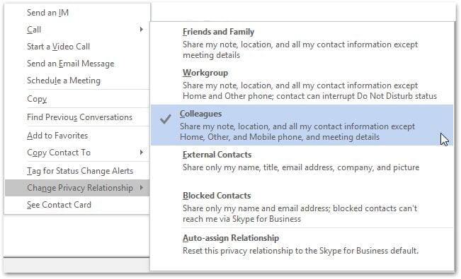 Skype Privacy Relationship Settings