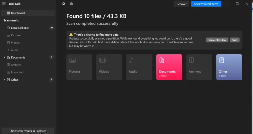 disk drill recover files on pc