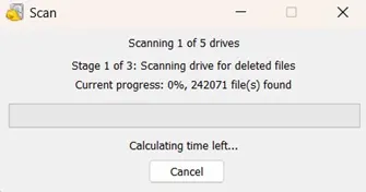 recuva wizard scanning process