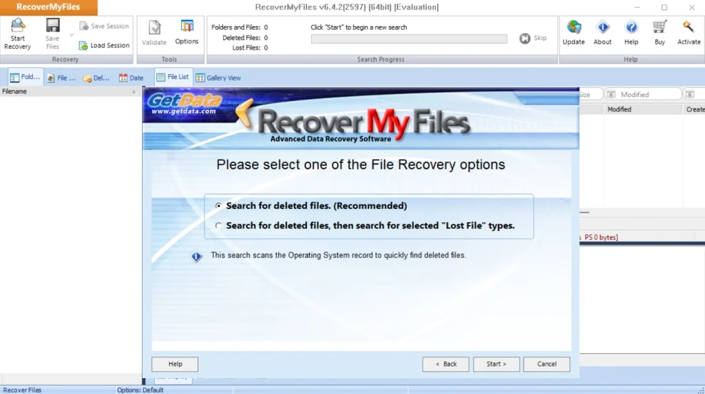 select search criteria