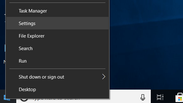 Start menu icon and select Settings