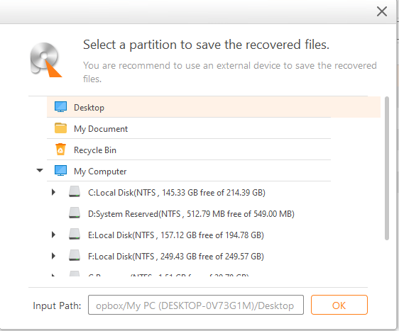 save recovered files