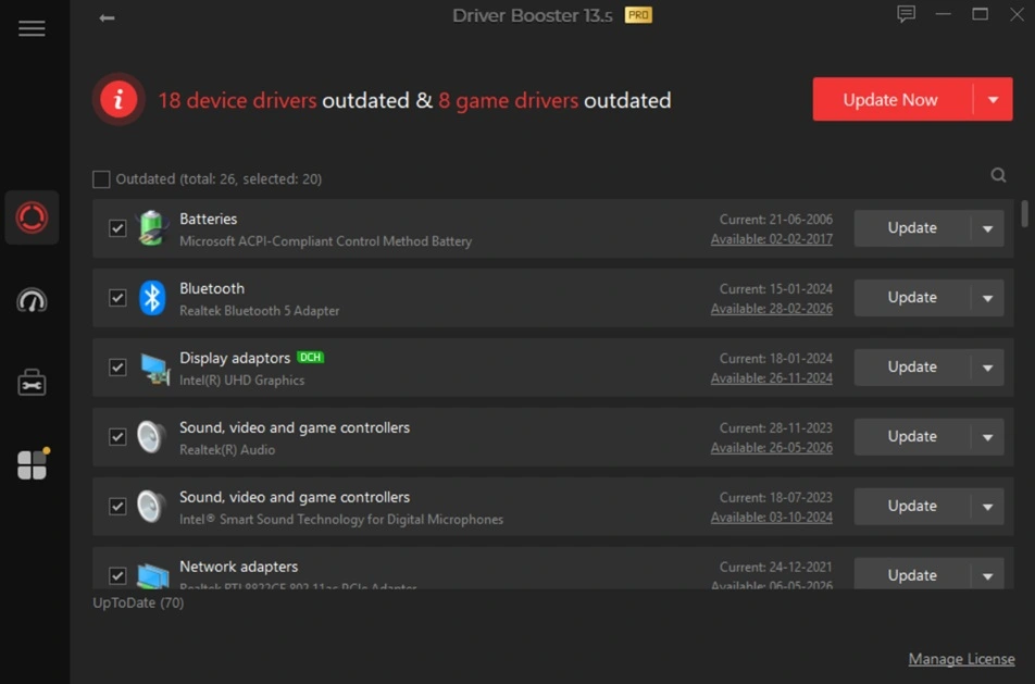 iobit driver booster 13 pro update drivers