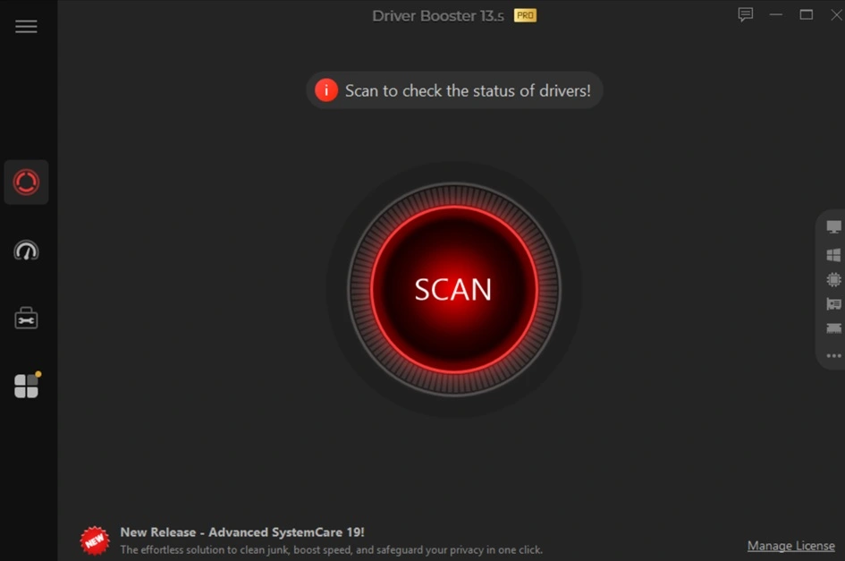 iobit driver booster one click scan