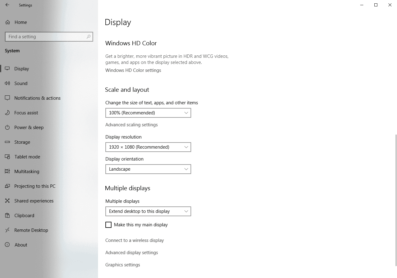Change Display Settings On Windows 10
