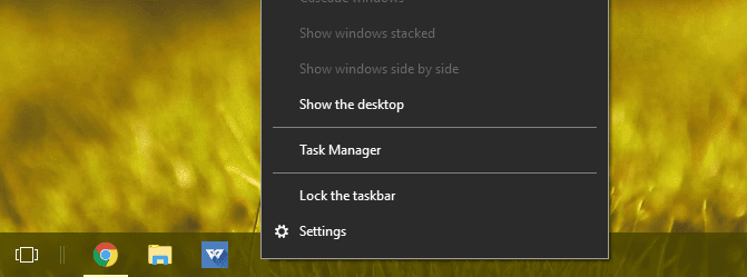 taskbar settings