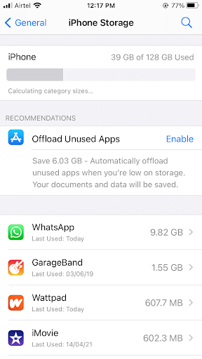 Offload Unused Apps