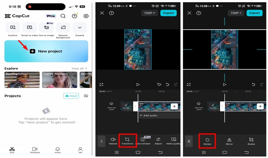 Rotate Videos Using CapCut