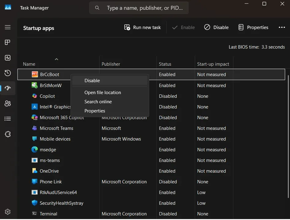 disable startup programs