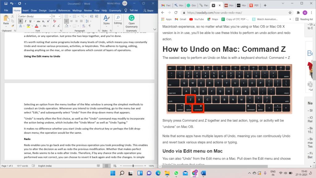 Undo on Mac Using the Keyboard