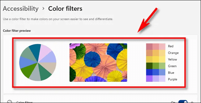 Color Filter Preview section