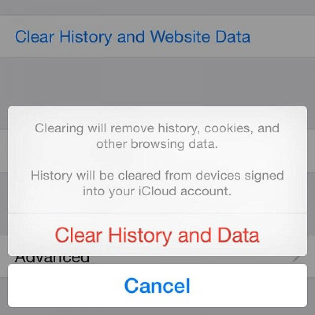 Clear History and Website data