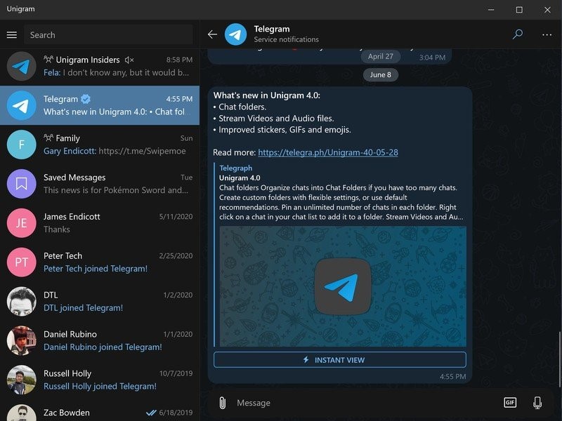 Unigram Telegram Client for PC