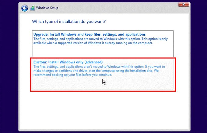 Custom Install Windows Only