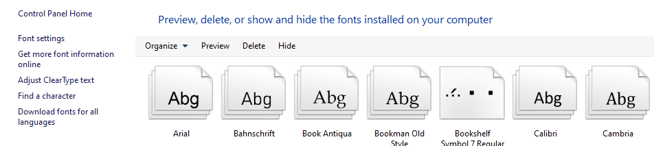 Font Settings tab