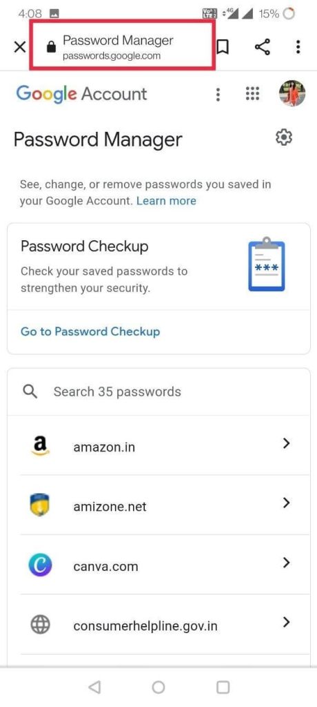 Google Password Manager 