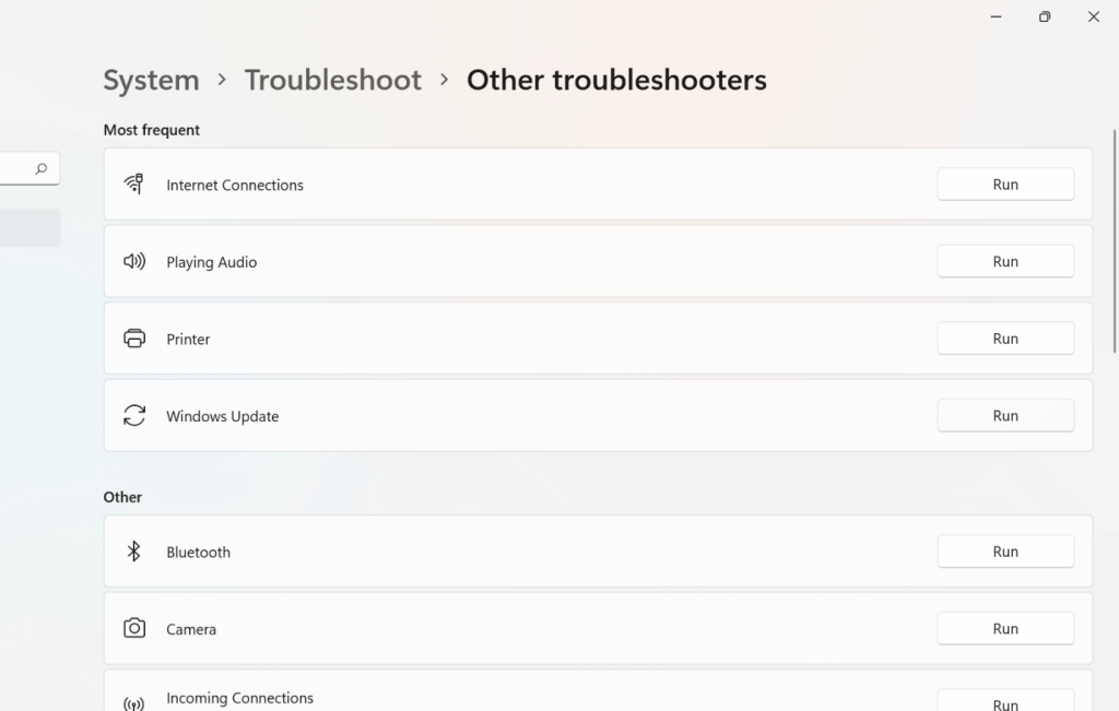 Other troubleshooters