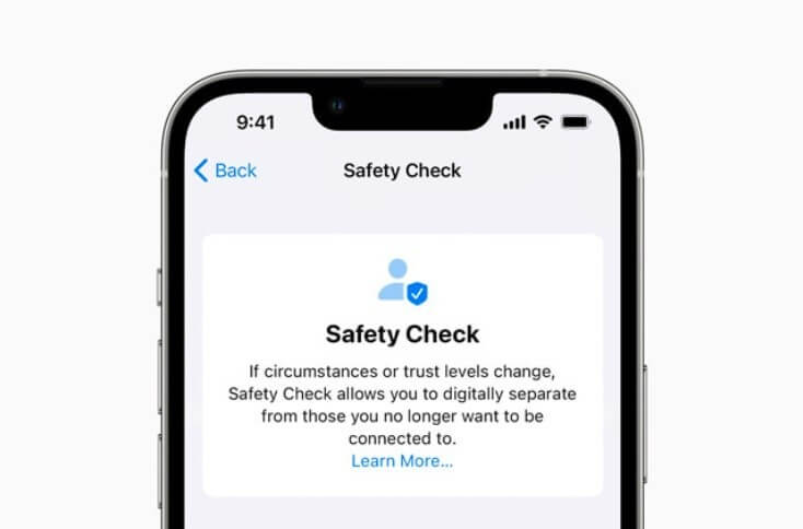 Safety Check on iPhone with iOS 16