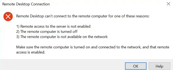  remote desktop working error
