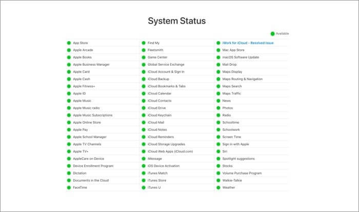  System Status Page