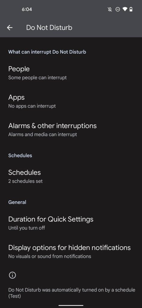 Duration for Quick Settings option