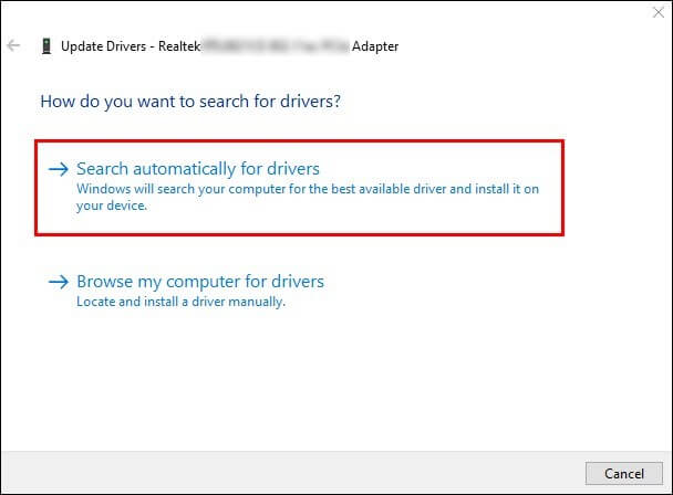  search automatically for the drivers