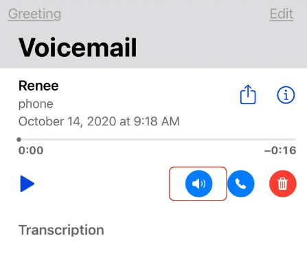 play voicemail on speaker