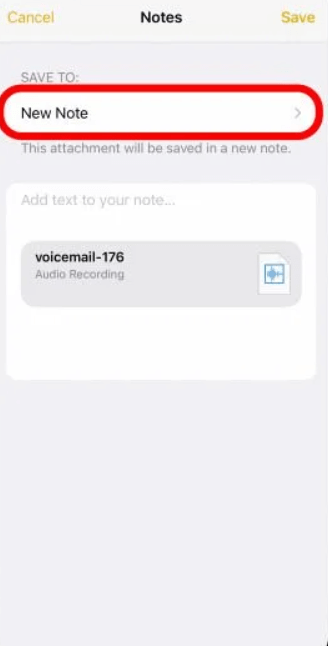 using the notes app to save voicemail