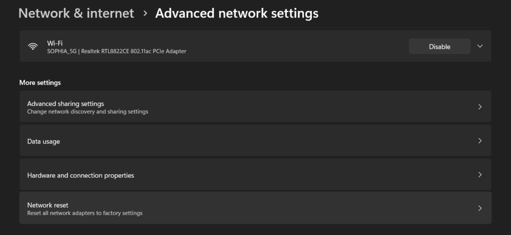  Advanced Network Settings