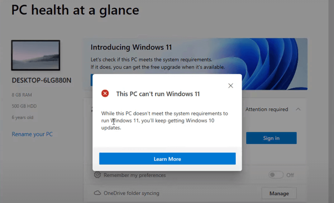 This pc can’t run Windows 11