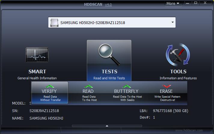 HDDScan Hard Drive Testing Tool