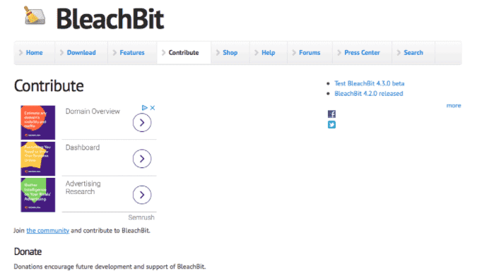 Bleachbit User interface