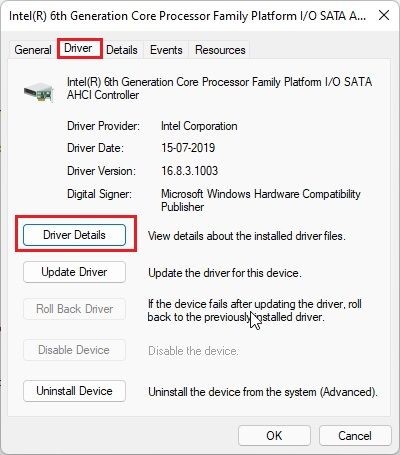 driver details on Windows 11