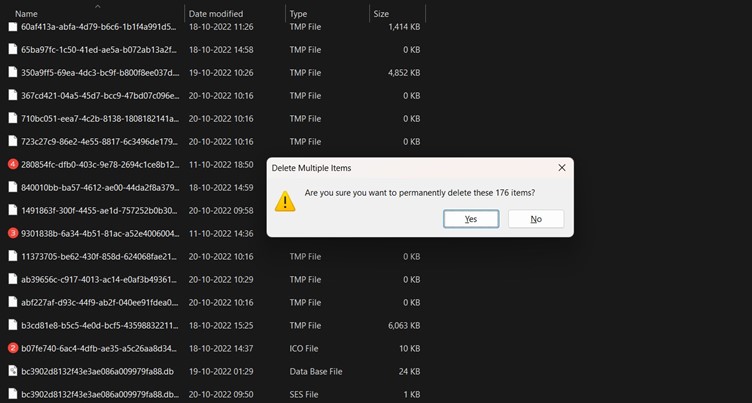 temporary file removing window