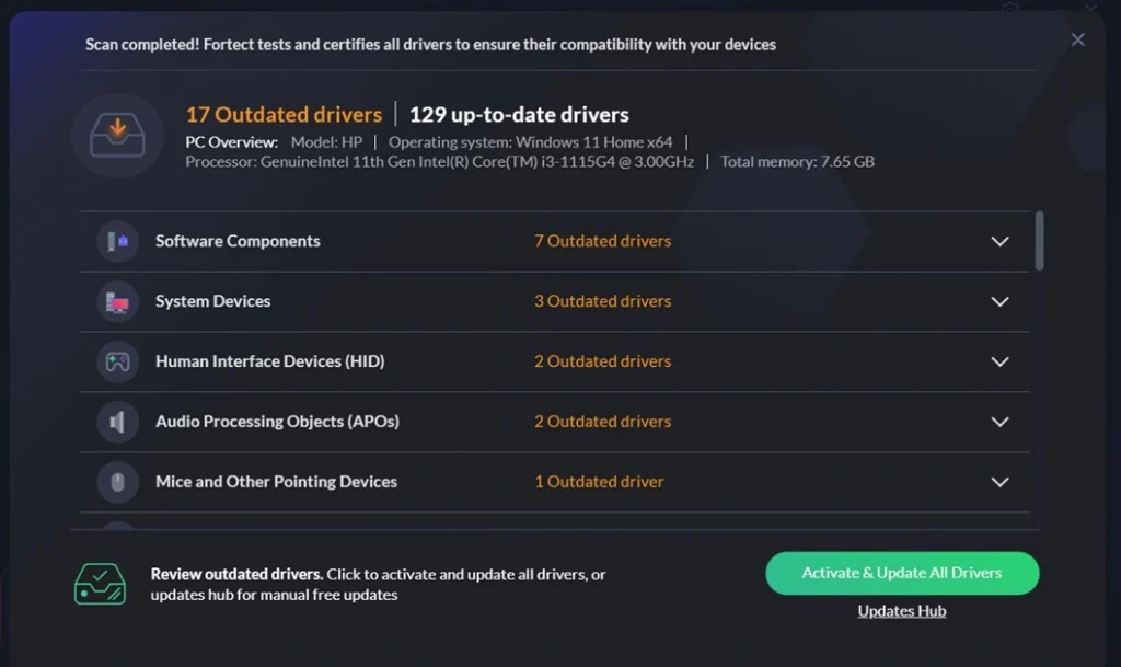  update drivers fortect