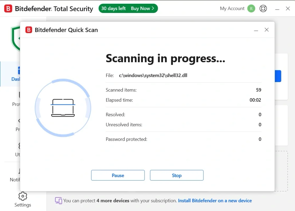 bitdefender scanning process
