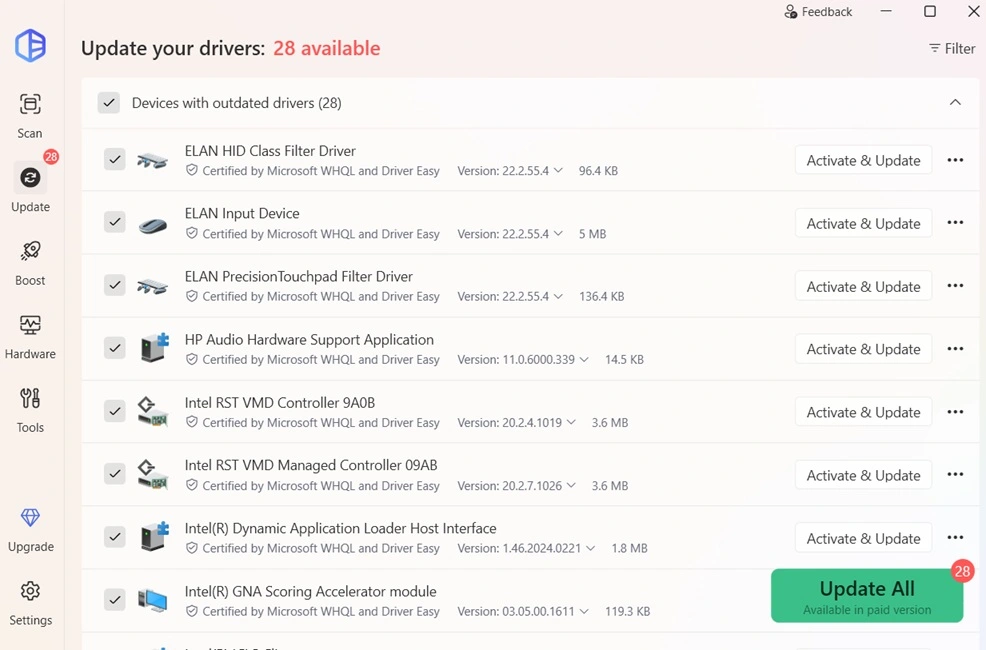 driver easy update all