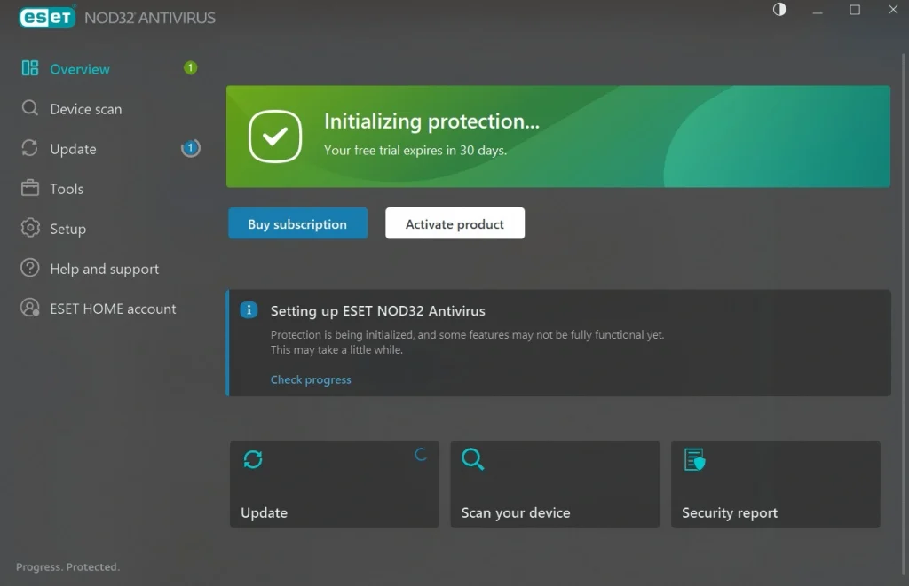 eset nod32 antivirus start scanning