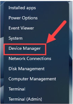 clicking on the device manager