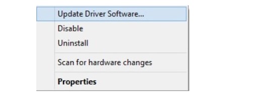 clicking on the update driver software