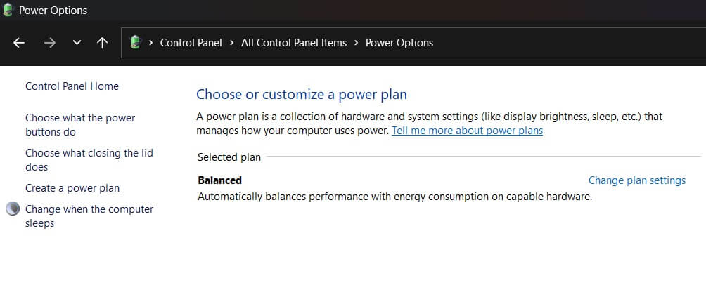 choose what power options do