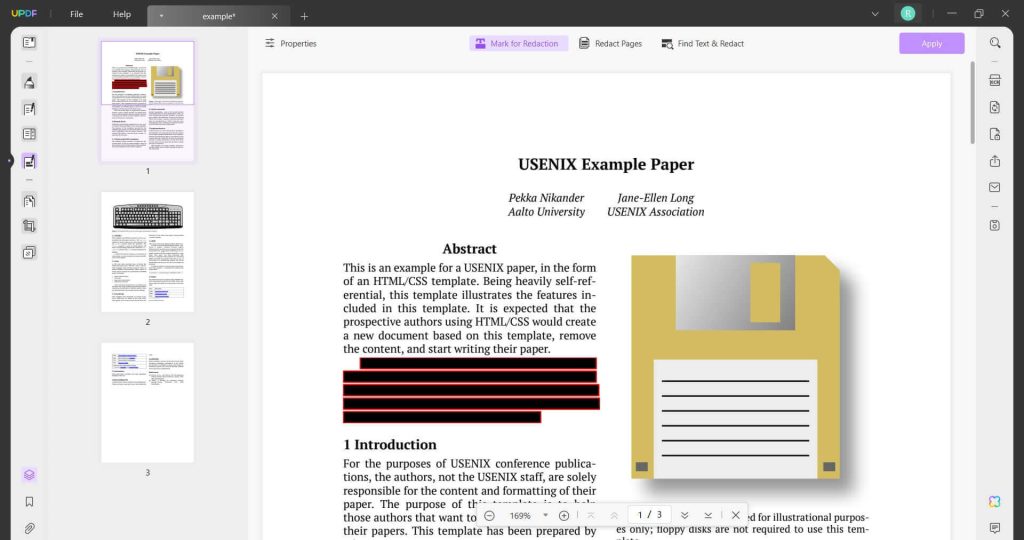 updf pdf editor redact feature