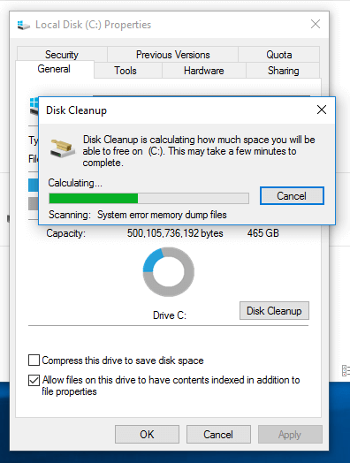 Run the Disk Cleanup Utility